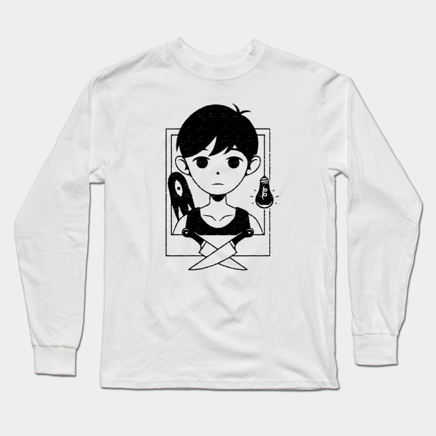 Black & White Boy Long Sleeve T-Shirt by Alundrart